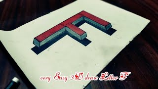 very Easy to draw Letter F in 3D - 3D Drawing In Pencil #drawing tricks