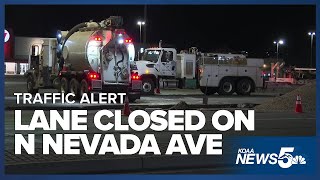 A southbound lane of traffic was closed on N. Nevada Ave. after a water main break