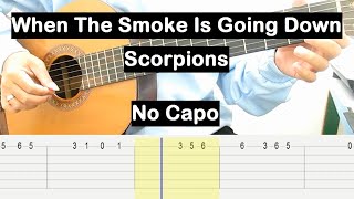 When The Smoke Is Going Down Guitar Tutorial No Capo (Scorpions) Melody Guitar Tab Guitar Lessons
