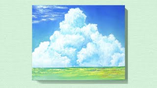 EASY CLOUD ACRYLIC PAINTING TUTORIAL FOR BEGINNERS | SUMMER LANDSCAPE ACRYLIC PAINTING IDEAS#56