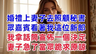 婚禮上妻子去照顧秘書，眾嘉賓看著我這位新郎，我拿話筒宣佈一個決定，妻子急了當眾跪求原諒