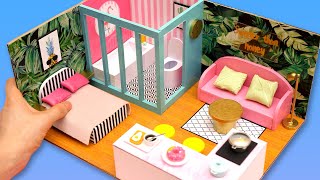 DIY Miniature Cardboard House #26   bathroom, kitchen, bedroom, living room for a family