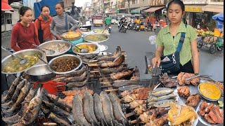 Delicious Cambodian Street Food Dinner - Soup, Grilled fish, Pork, Chicken, Duck \u0026 More