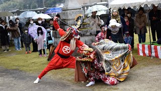 天狗の獅子殺し！大迫力の演舞の結末とは？富山県 金山谷の獅子舞 2024