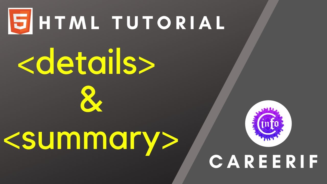 Details And Summary Tag In Html5. (Part- 14) Html Tutorial In Hindi ...