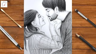 How to draw a Romantic Girl and Boy step by step | Cute Couple Drawing Easy | Pencil Sketch Drawing