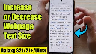 Galaxy S21/Ultra/Plus: How to Increase/Decrease Webpage Text Size for Samsung Internet