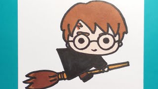 HOW TO DRAW CUTE HARRY POTTER, EASY