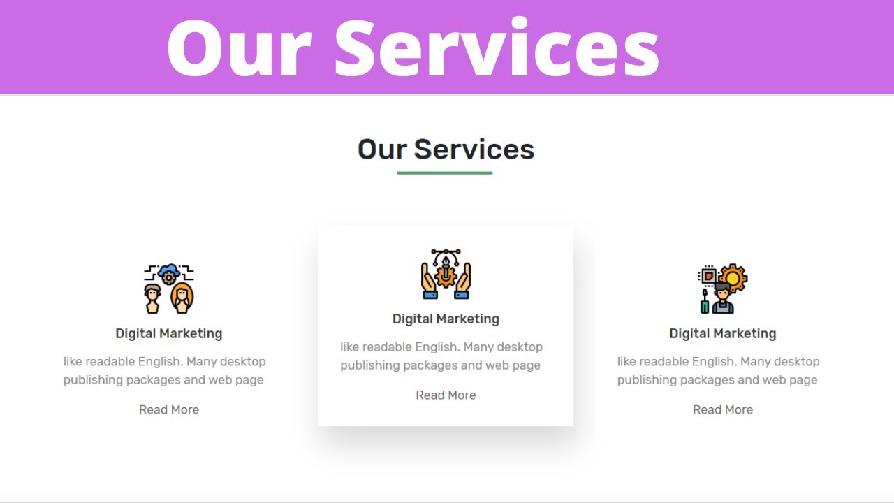 Our Services With Html & Css , How To Make Services Section Using HTML ...