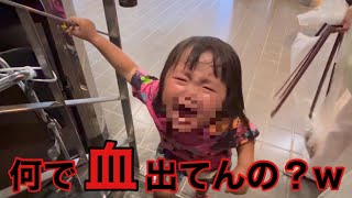 【ゴミ拾い】三姉妹がゴミ拾い中に事件発生！三女の口から◯◯が噴き出る