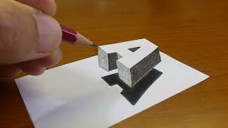 Very Easy!! How To Drawing 3D Floating Letter "A" #2  - Anamorphic Illusion - 3D Trick Art on paper