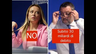 Nuova sfida tra Meloni e Salvini sul debito. Lui "subito 30 miliardi". Lei: "No, altre soluzioni".