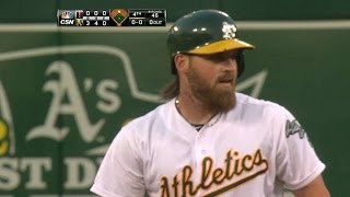 MIN@OAK: Norris drives in Moss with a double to left