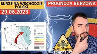 Masowa konwekcja na wschodzie Polski. Wędrówka komórek konwekcyjnych i burz. #Prognoza #burzowa 29.6