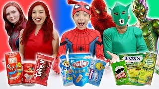 PILIH KARAKTER SPIDERMAN SESUAI PERMEN MAKANAN 1 WARNA !! Tantangan Lucu | CnX Adventurers