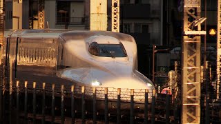 新幹線064＊夕日に染まる東海道新幹線＊田町＊N700＊N700A＊shinkansen