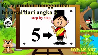 Cara Mudah menggambar anak  laki-laki - Berawal dari angka 5