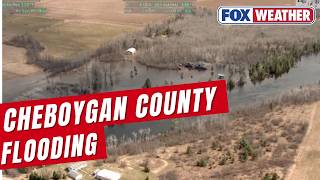 Massive Flooding Seen From Helicopter In Cheboygan County