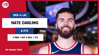 NATE DARLING 8 PTS 0 REB 1 AST 0 BLK 1 STL | vs BKN 08 Oct 24-25 LAC Player Highlights