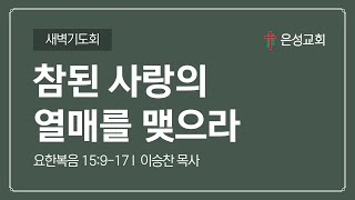 【남양주 은성교회】 2/24(월) 새벽기도회 | 참된 사랑의 열매를 맺으라(요15:9-17) | 이승찬 목사