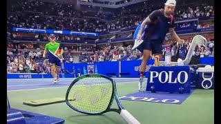 Nick Kyrgios smashes two r@ckets in angry response to US Open defeat to Karen Khachanov