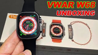 VWAR iwo W68 Smart Watch Series 8 Unboxing- 49mm Black Color  IP68 Waterproof