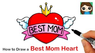 How to Draw BEST MOM Heart with Wings ❤️| Mother's Day Art