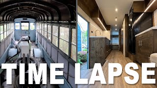 Turning A School Bus Into An AMAZING Tiny Home | Time Lapse From Start To Finish