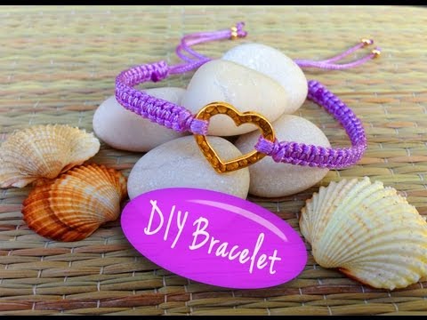 DIY Bracelet! Bracelet Making Tutorial with String and a Heart Charm DIY Bracelet! Bracelet Making Tutorial with String and a Heart Charm