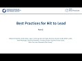 Best Practices in Hit to Lead -  Webinar (Part 2)