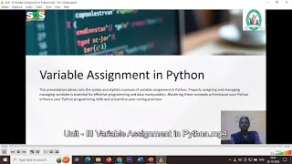 Variable Assignment in Python | Problem Solving using Python | SNS Institutions