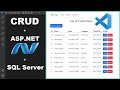 CRUD Operations Using ASP.NET + SQL Server + VS Code + .NET8 | Create Read Update Delete | ADO.NET