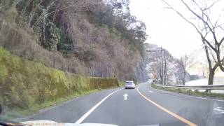 国道442号（矢部村矢部　日向神ダム湖）走行　桜並木