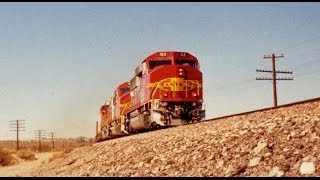 RR - AT\u0026SF 891 Train: 70mph thru Daggett, CA (Apr, 1992)