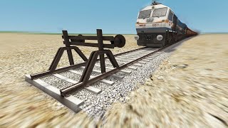 TRAIN GOING ON OUT OF RAILWAY TRACK | TRAIN VS END OF RAILROAD | TRAIN SIMULATOR | TRAIN ACCIDENT