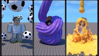 falling ICE CREAM, SOCCER BALLS, JUICE and more in roblox