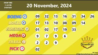 Dream Draw Raffle Draw results for November 20, 2024.