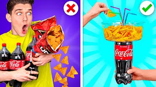 TRYING 100 FOOD HACKS IN 24 HOURS!! Breaking Rules, Facing Fears Blindfolded & D