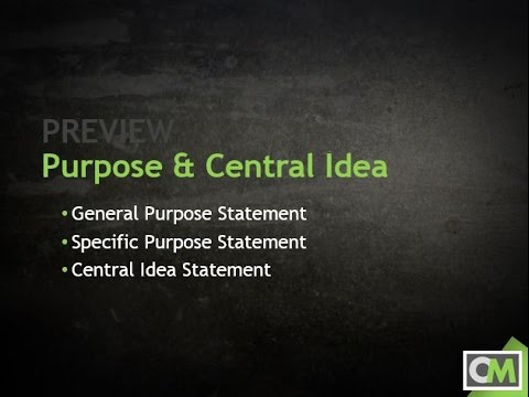 Speech Purpose & Central Idea - YouTube