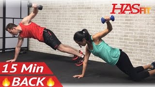 15 Min Back Workout at Home with Dumbbells - Back Workout Routine for Women & Men Exercises Work Out