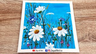 Abstract Daisy Flowers| Easy Acrylic Painting on Canvas for Beginners | Joy of Art #72