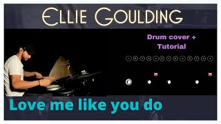 Easy Drums - Love me like you do - Ellie Goulding - Drum Cover - Drum Tutorial  (Use headphones 4BE)