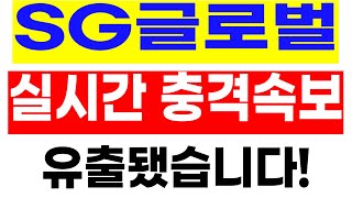 [주식]SG글로벌 - 실시간 충격 속보! 유출됐습니다!