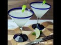 Dos Sueños Blue Rim Modern Margarita Glass - Hand Blown Mexican Glassware