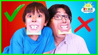 Ryan plays Who's Nose Guess Your Face Board Game for kids!