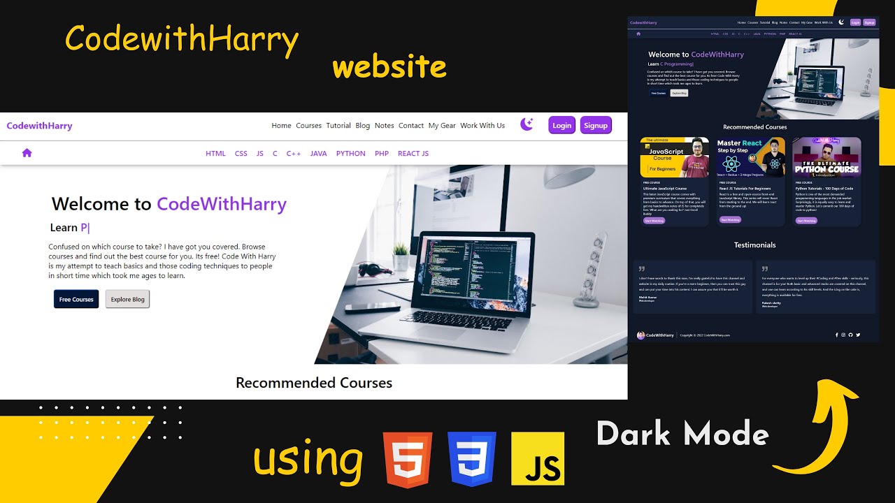 Clone Codewithharry Website Create Stunning Pages With Html Css Js