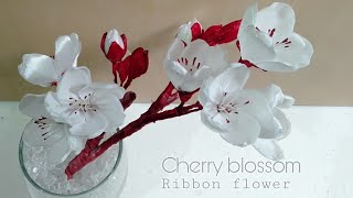 diy| How to make satin ribbon flower easy | cherry blossom ribbon flower