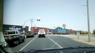 Mildura fruit container freight train passing Irymple Vic