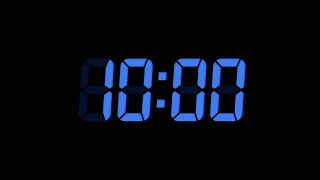 10 Seconds Digital Countdown Timer | Black Background | Blue Text | No Sounds