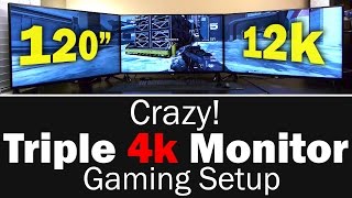 Epic Triple 4k Monitor Gaming Setup - 11520x2160 Resolution!